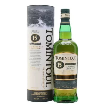 Tomintoul Whisky 15 years With Peaty Tang Single Peated Malt Scotch 0,7l DD.