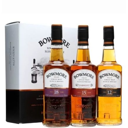 Bowmore Whisky Collection -12 years, 15 years, 18 years - Islay Single Malt Scotch 3*0,2l DD.
